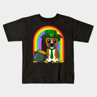 Boxer Rainbow Irish Clover St Patrick Day Dog Gift design Kids T-Shirt